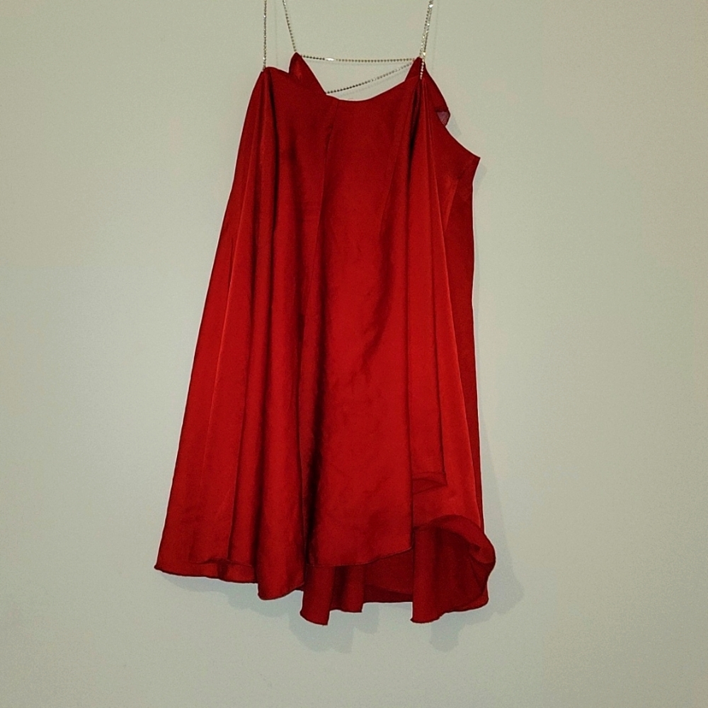 SHEIN SXY Rhinestone Strap Satin Dress